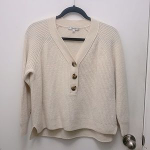 Madewell Beige Wool V-Neck Sweater, S